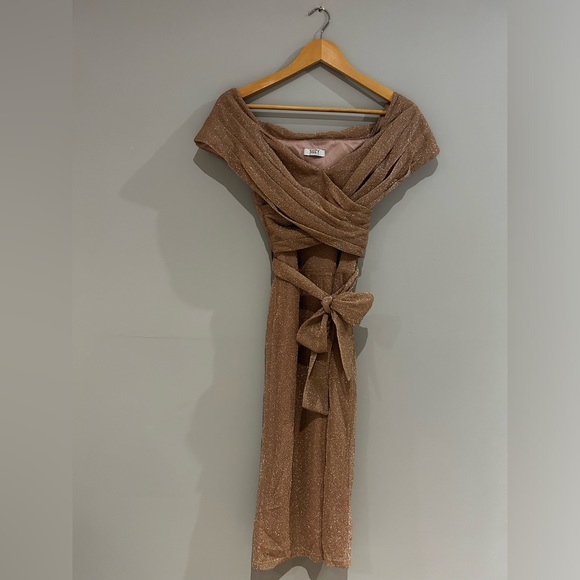 Suzy Shier Off Shoulder Wrap Dress - Picture 1 of 5